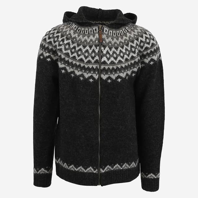 Skjaldbreiður wollpullover mit kapuze